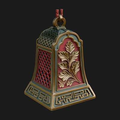 Carved Hanging Bell Ornament Design 4 3D Print Model