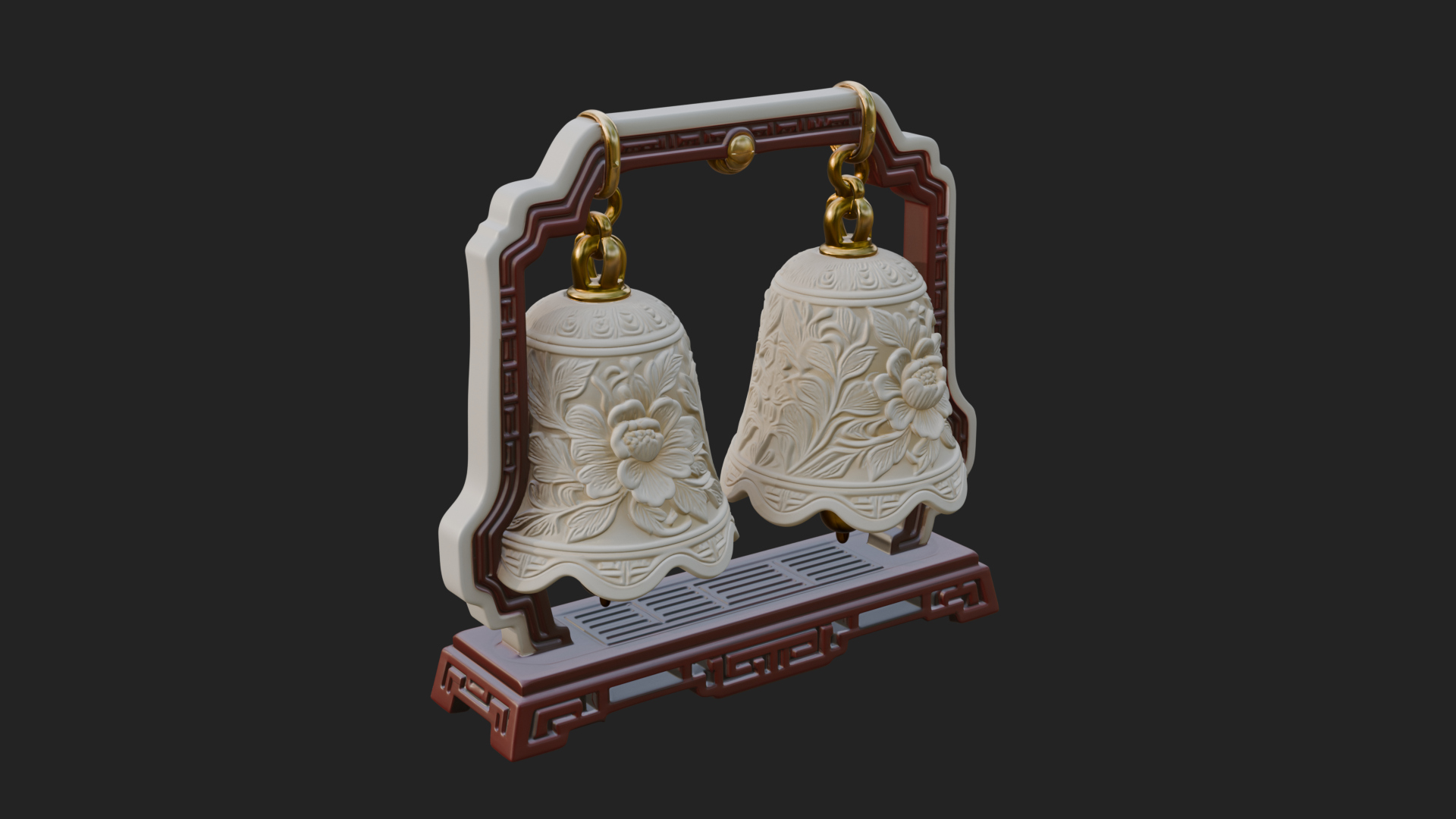 Carved Hanging Bell Ornament Design 5 3D Print Model 3D Model
