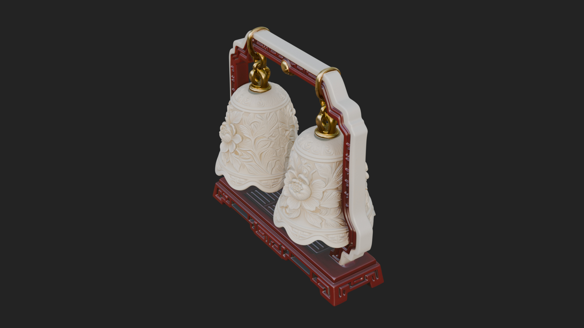 Carved Hanging Bell Ornament Design 5 3D Print Model 3D Model
