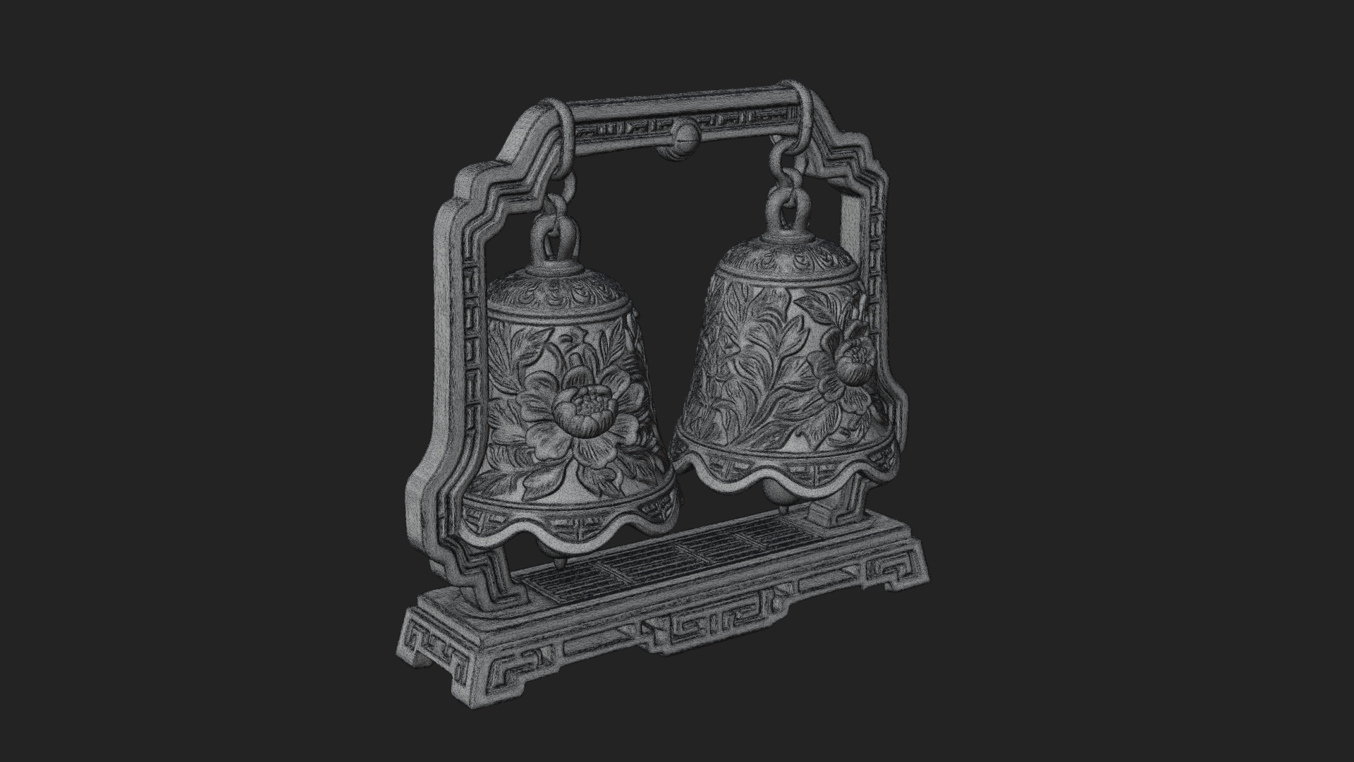 Carved Hanging Bell Ornament Design 5 3D Print Model 3D Model