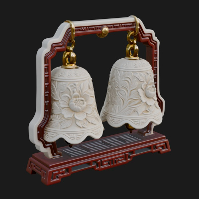 Carved Hanging Bell Ornament Design 5 3D Print Model