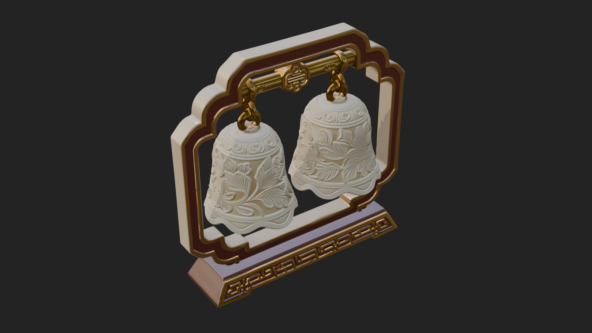 Carved Hanging Bell Ornament Design 7 3D Print Model 3D Model