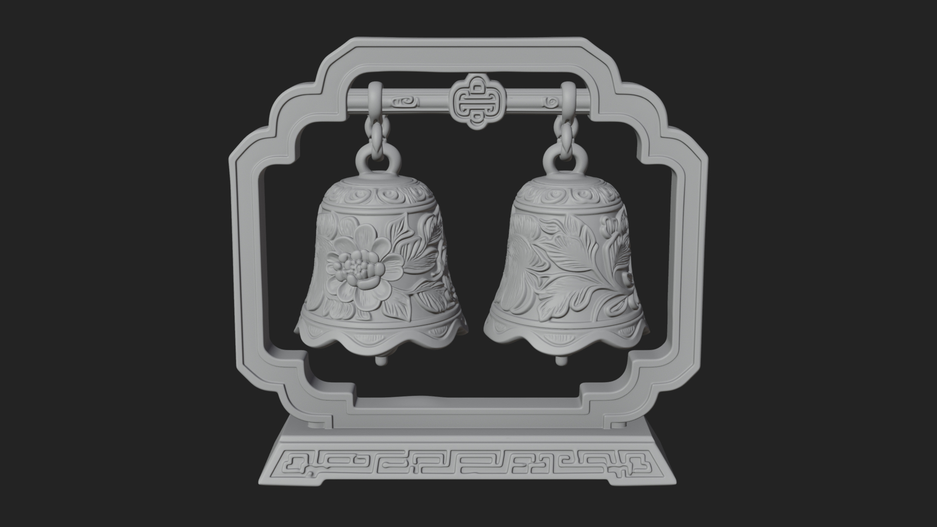 Carved Hanging Bell Ornament Design 7 3D Print Model 3D Model