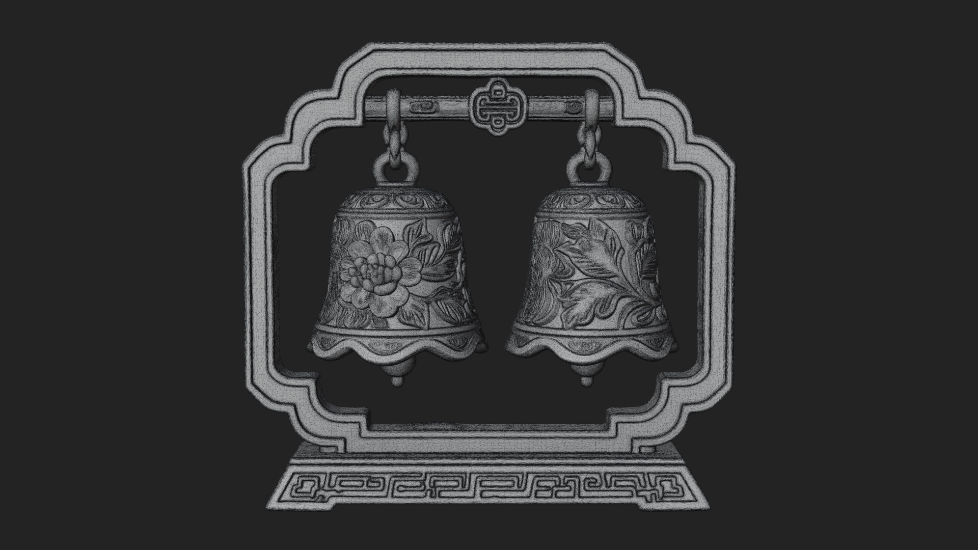 Carved Hanging Bell Ornament Design 7 3D Print Model 3D Model