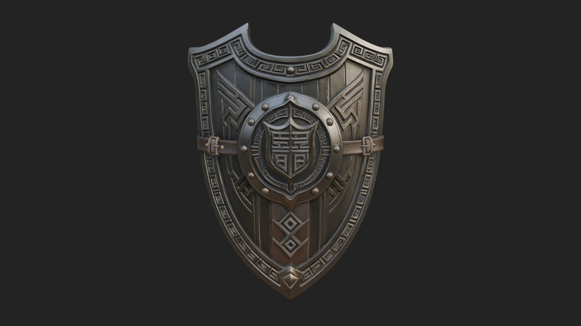 Carved Heater Kite Shield Model Design 1 3D Print Model 3D Model