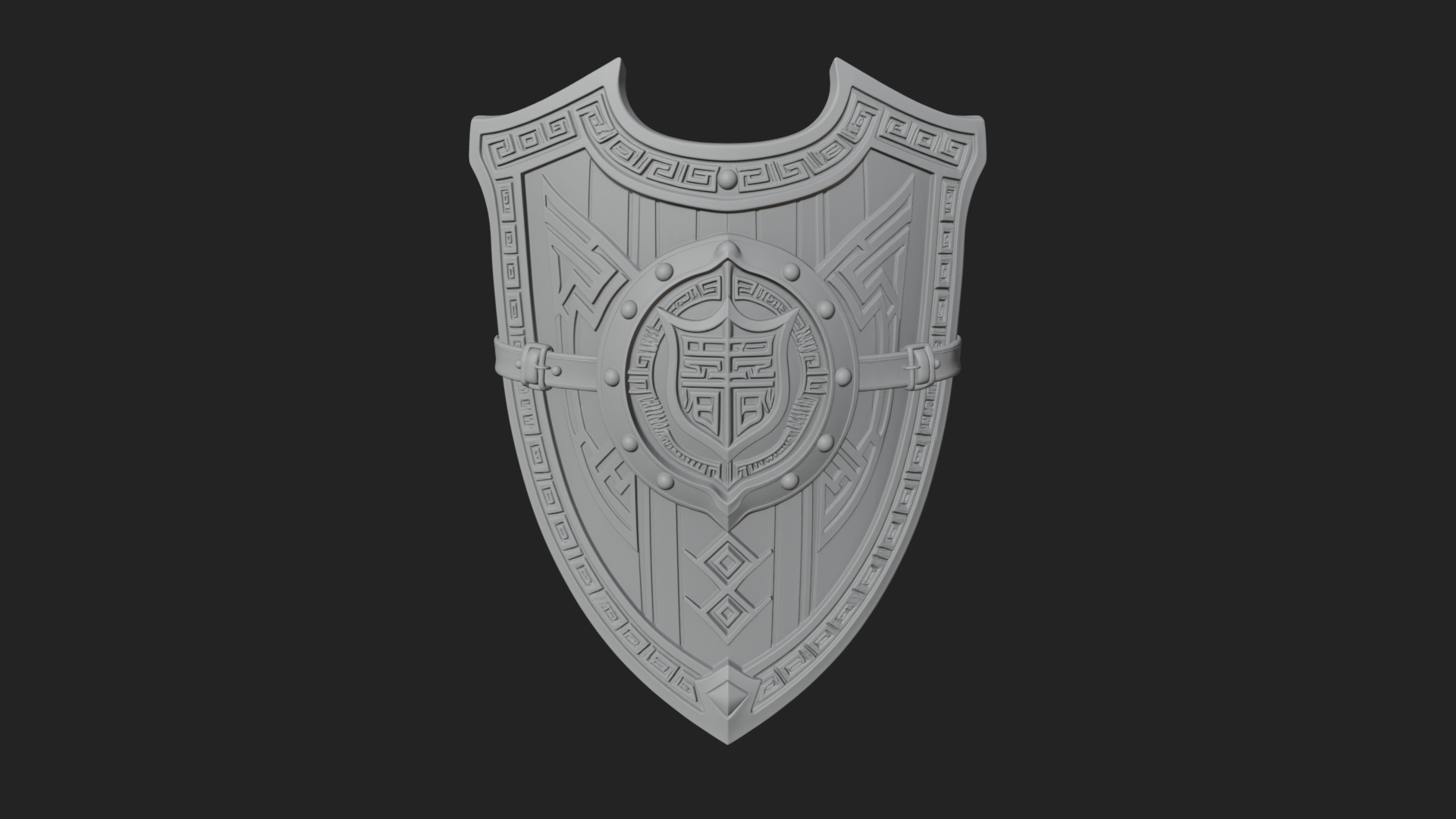 Carved Heater Kite Shield Model Design 1 3D Print Model 3D Model