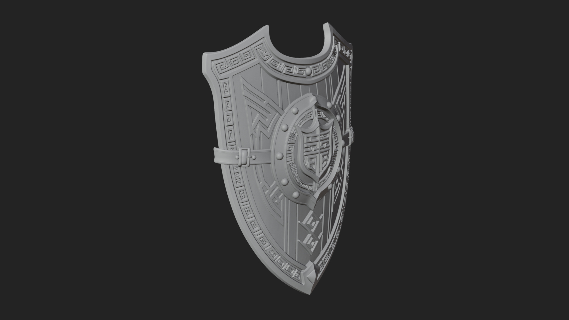 Carved Heater Kite Shield Model Design 1 3D Print Model 3D Model