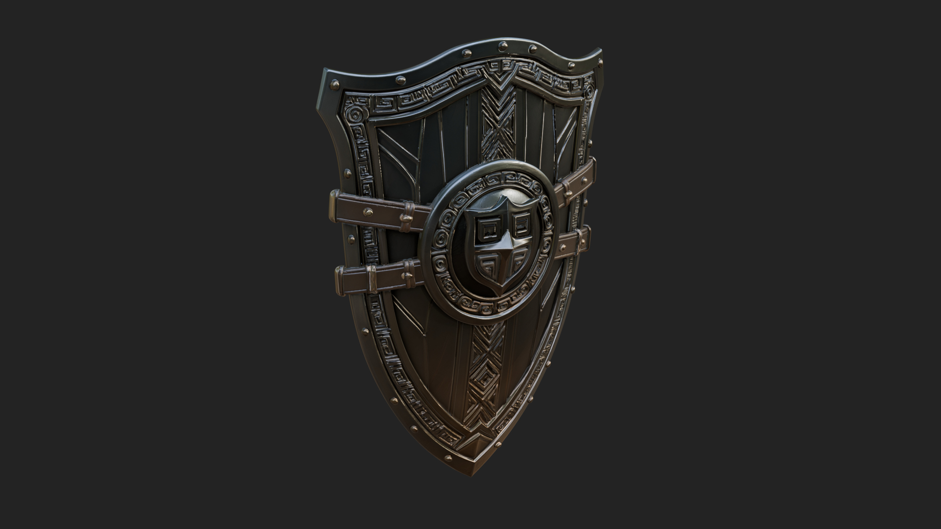 Carved Heater Kite Shield Model Design 2 3D Print Model 3D Model