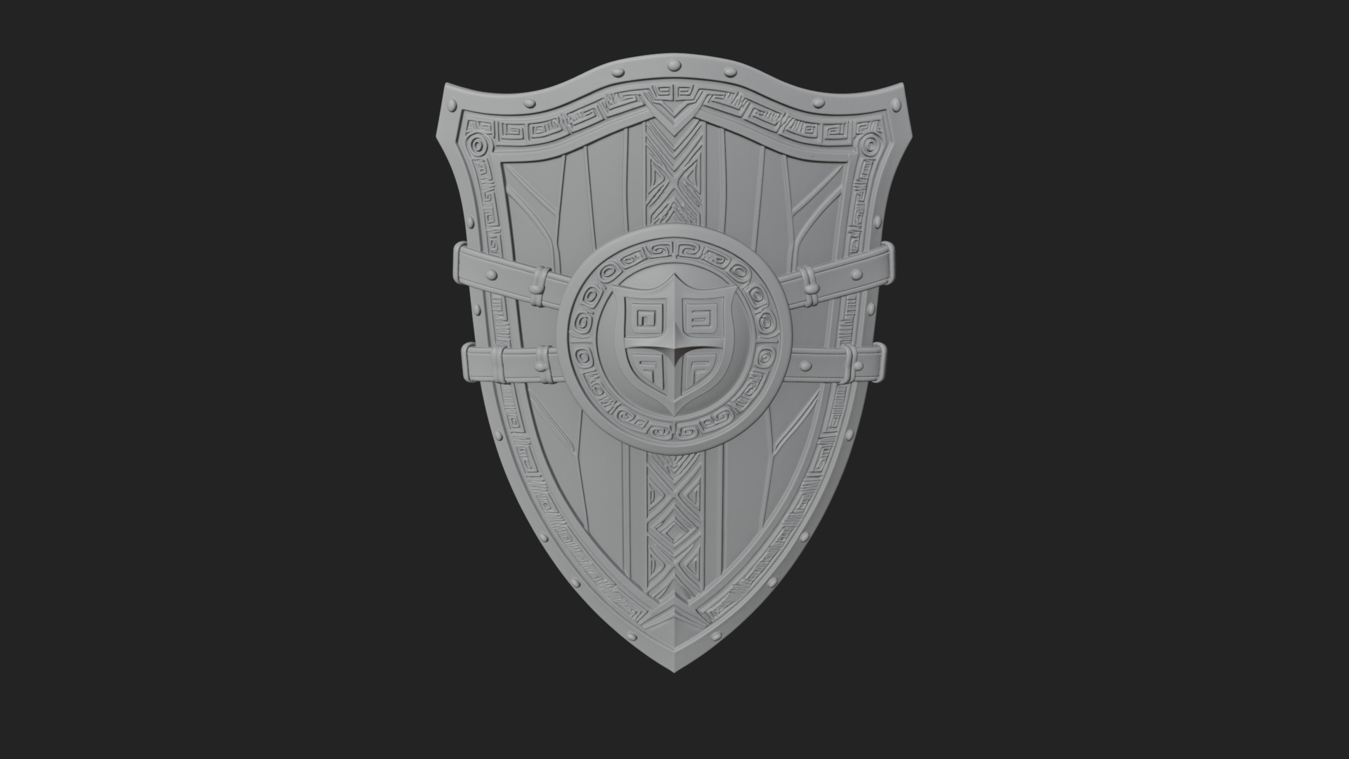 Carved Heater Kite Shield Model Design 2 3D Print Model 3D Model