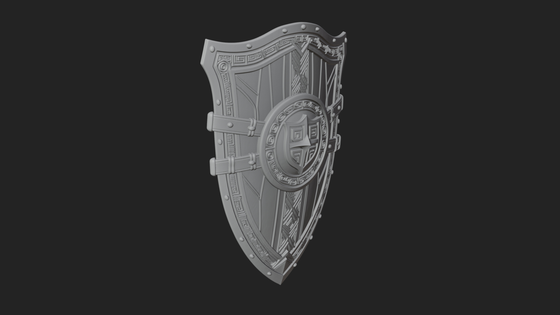 Carved Heater Kite Shield Model Design 2 3D Print Model 3D Model