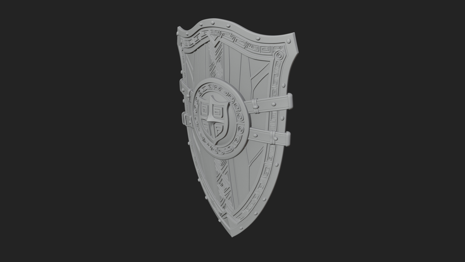 Carved Heater Kite Shield Model Design 2 3D Print Model 3D Model
