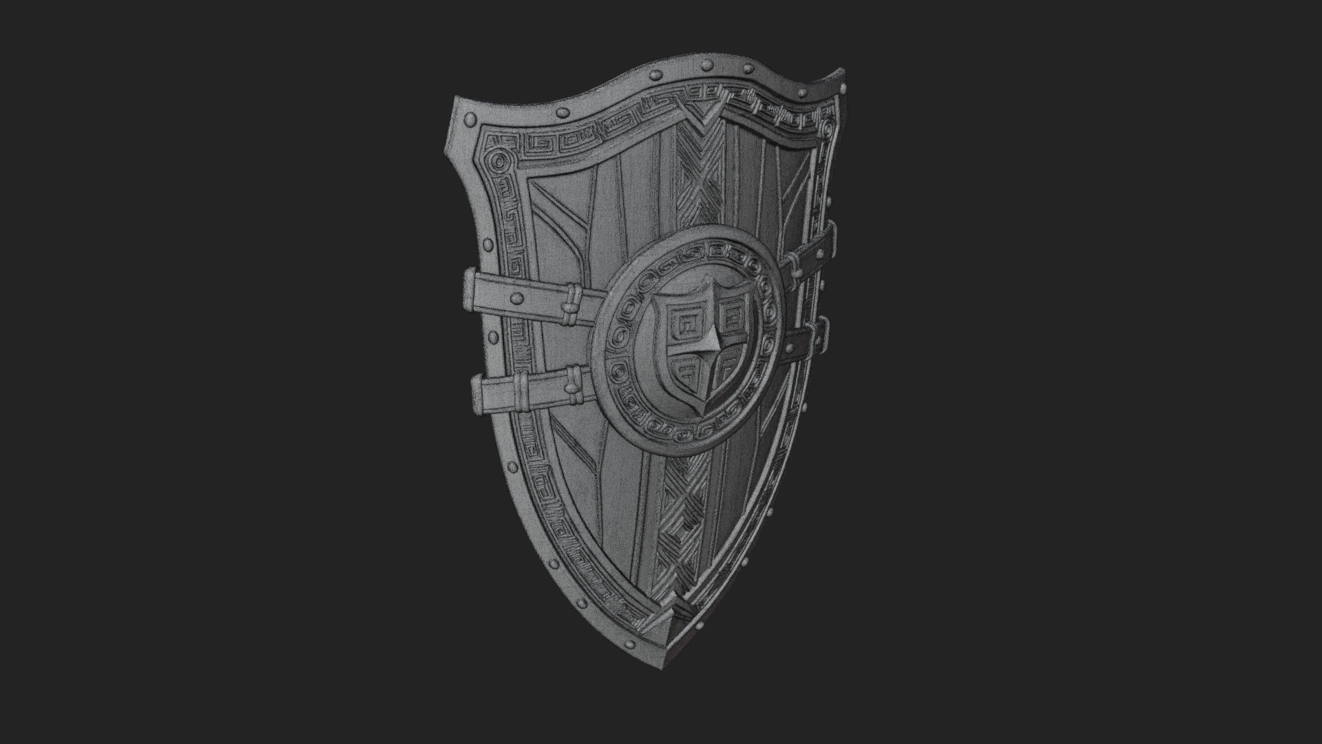 Carved Heater Kite Shield Model Design 2 3D Print Model 3D Model