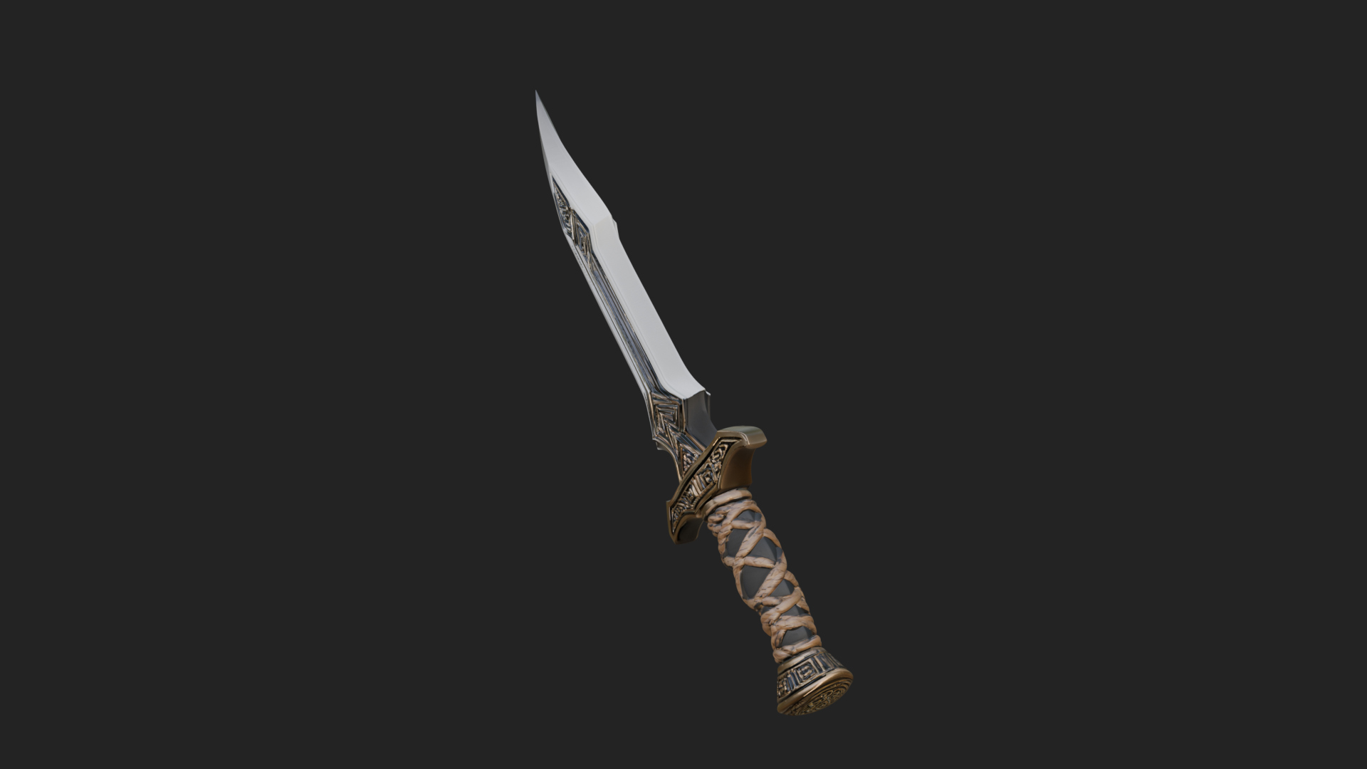 Carved Hilt Dagger Model Design 1 3D Print Model 3D Model