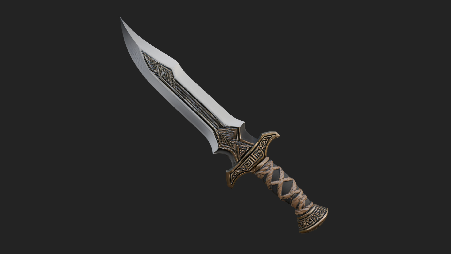 Carved Hilt Dagger Model Design 1 3D Print Model 3D Model
