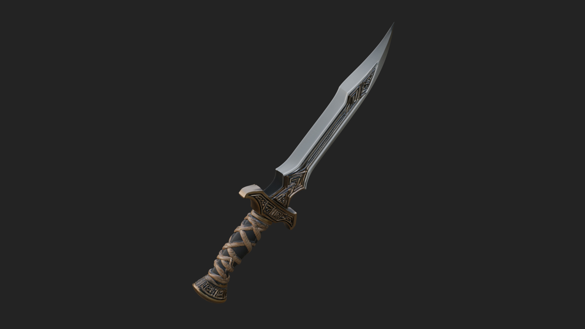 Carved Hilt Dagger Model Design 1 3D Print Model 3D Model
