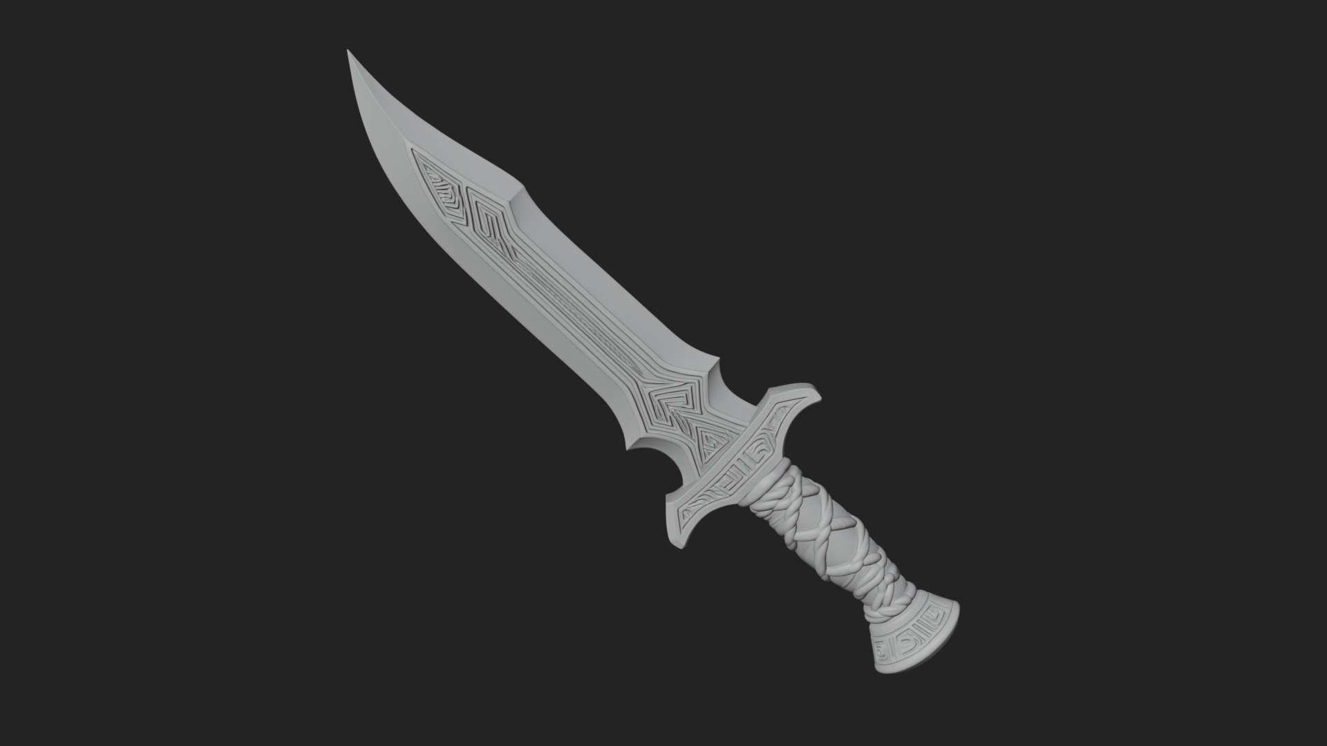 Carved Hilt Dagger Model Design 1 3D Print Model 3D Model