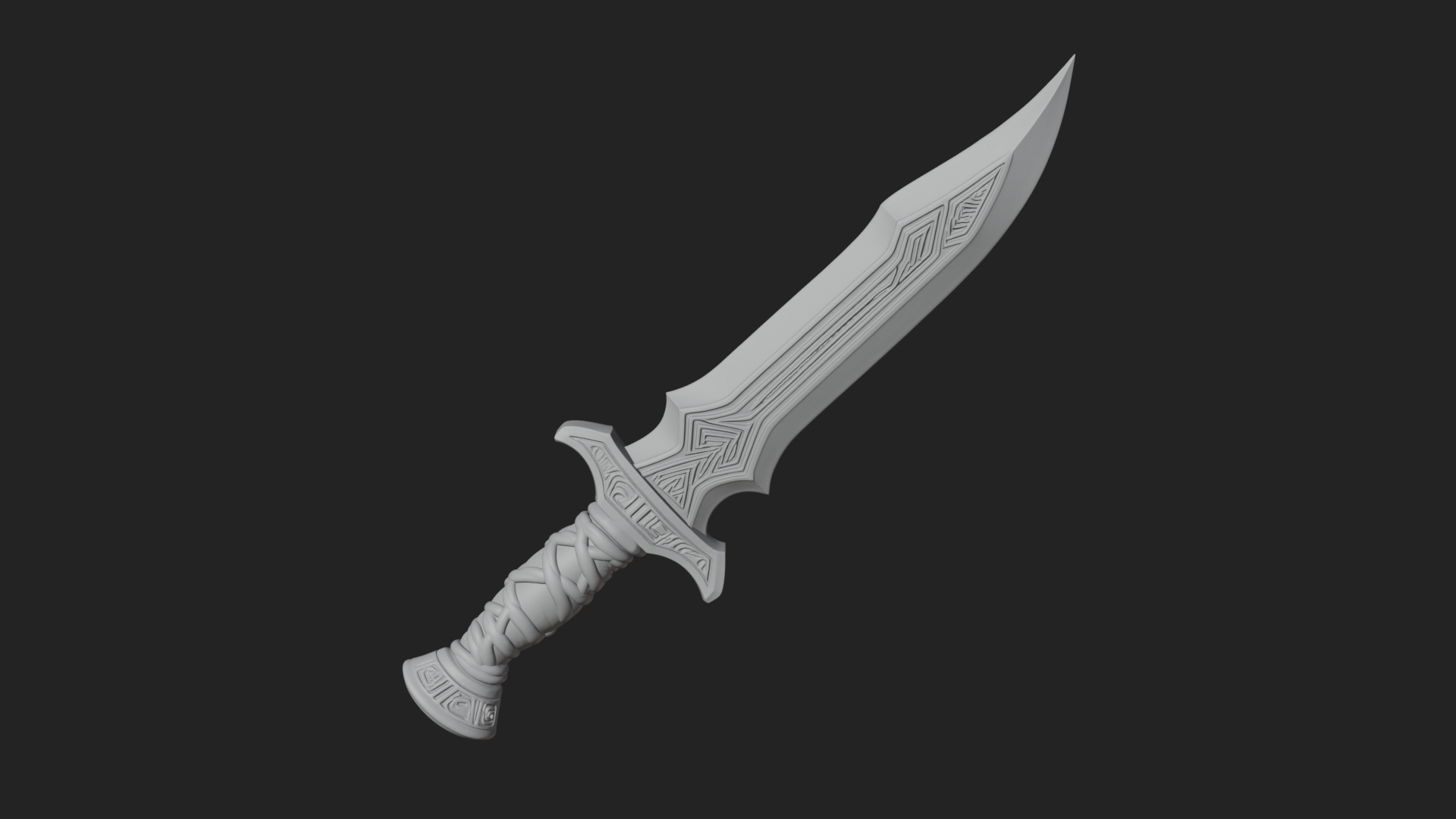 Carved Hilt Dagger Model Design 1 3D Print Model 3D Model