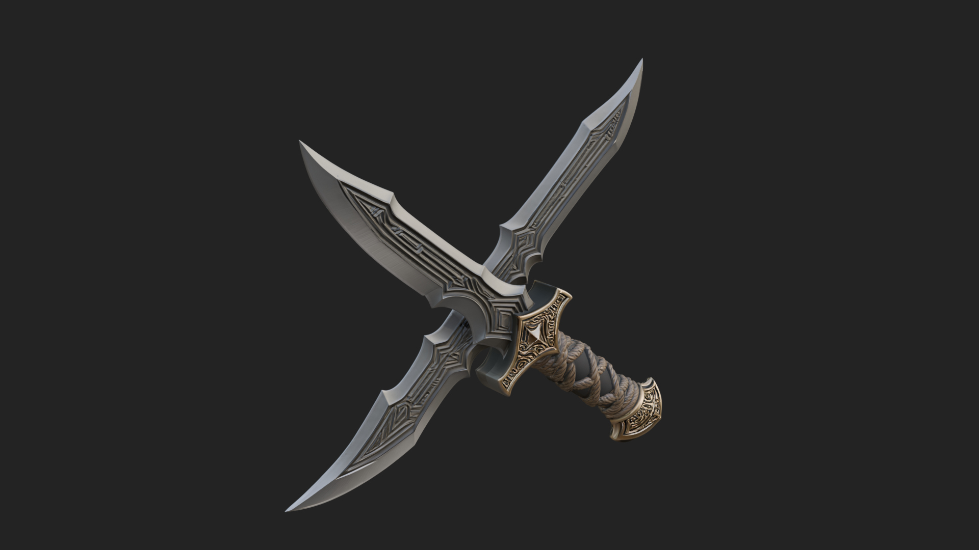 Carved Hilt Dagger Model Design 2 3D Print Model 3D Model