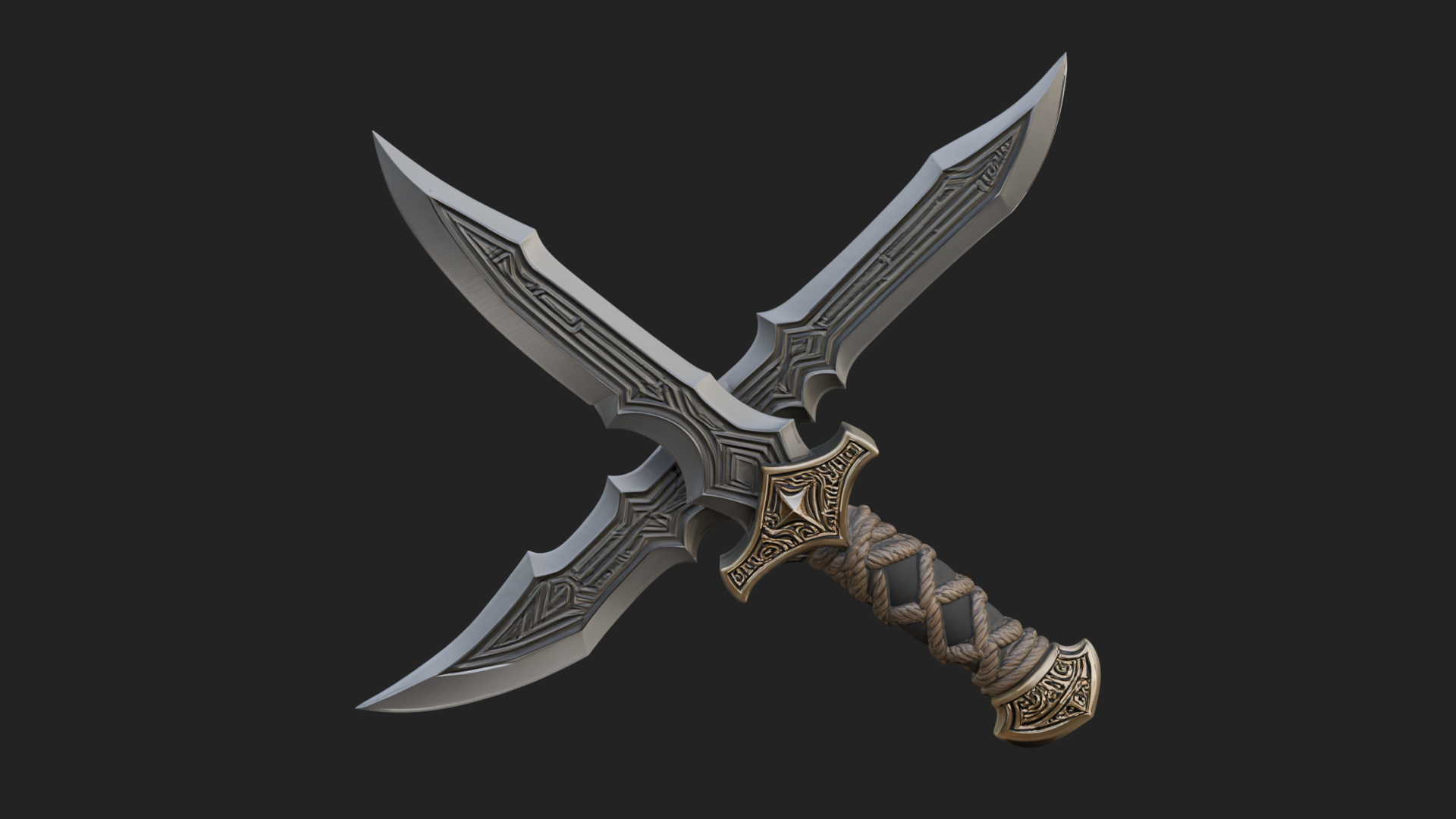 Carved Hilt Dagger Model Design 2 3D Print Model 3D Model