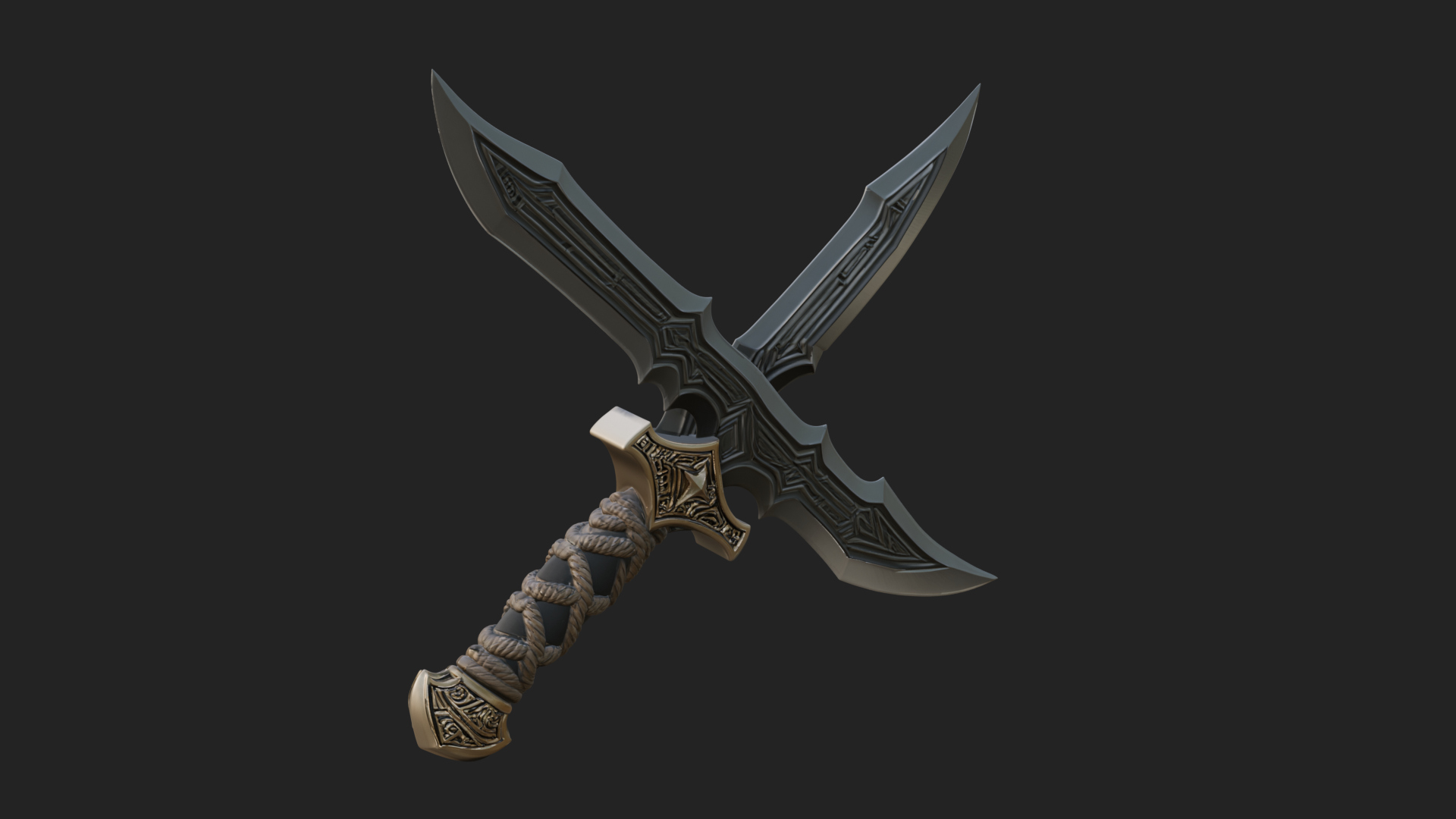 Carved Hilt Dagger Model Design 2 3D Print Model 3D Model