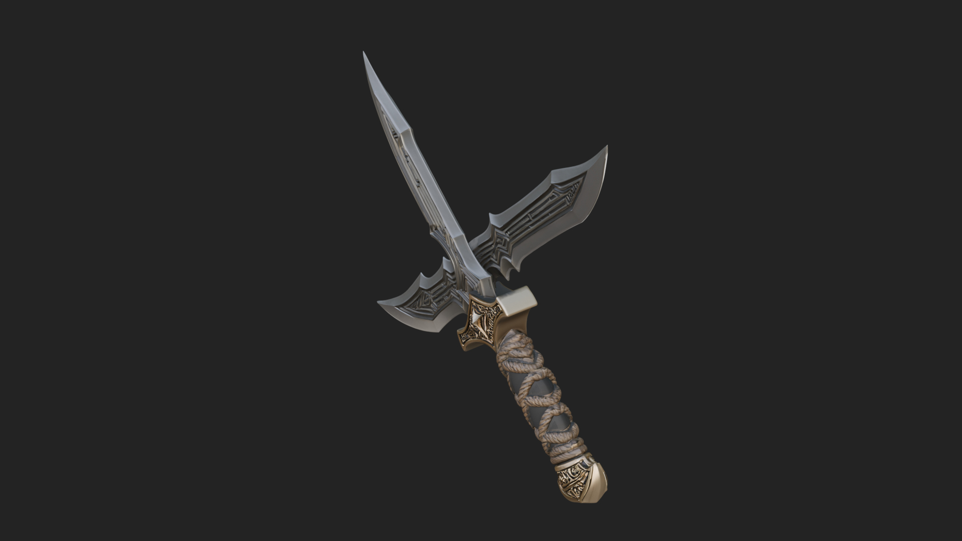 Carved Hilt Dagger Model Design 2 3D Print Model 3D Model