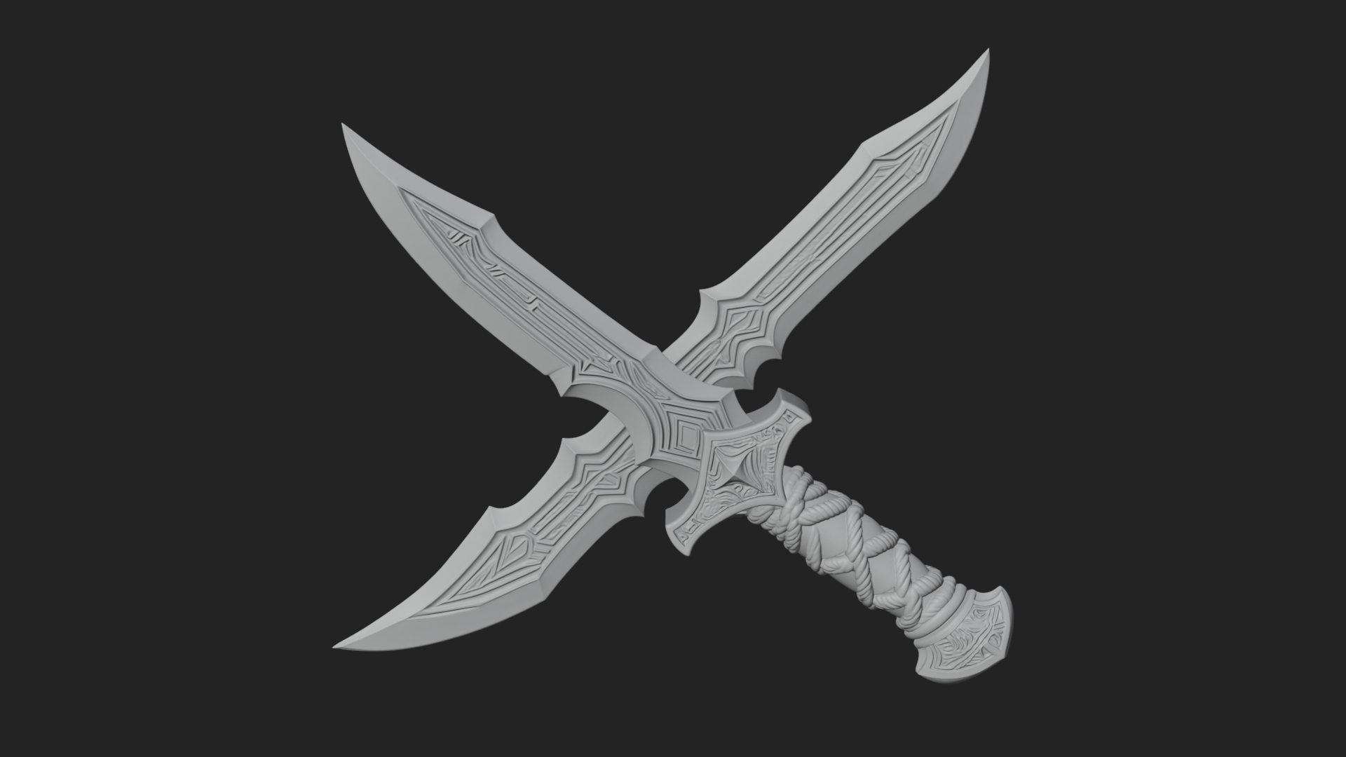 Carved Hilt Dagger Model Design 2 3D Print Model 3D Model