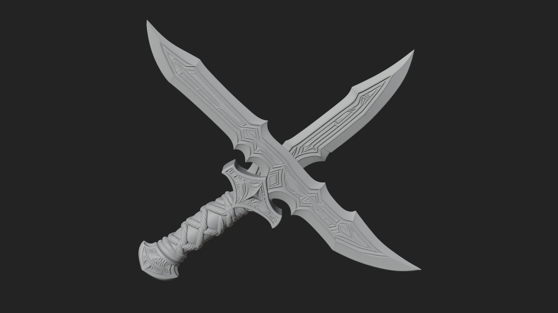 Carved Hilt Dagger Model Design 2 3D Print Model 3D Model