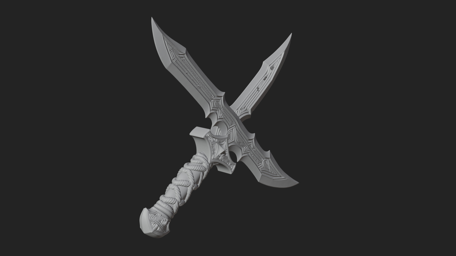 Carved Hilt Dagger Model Design 2 3D Print Model 3D Model