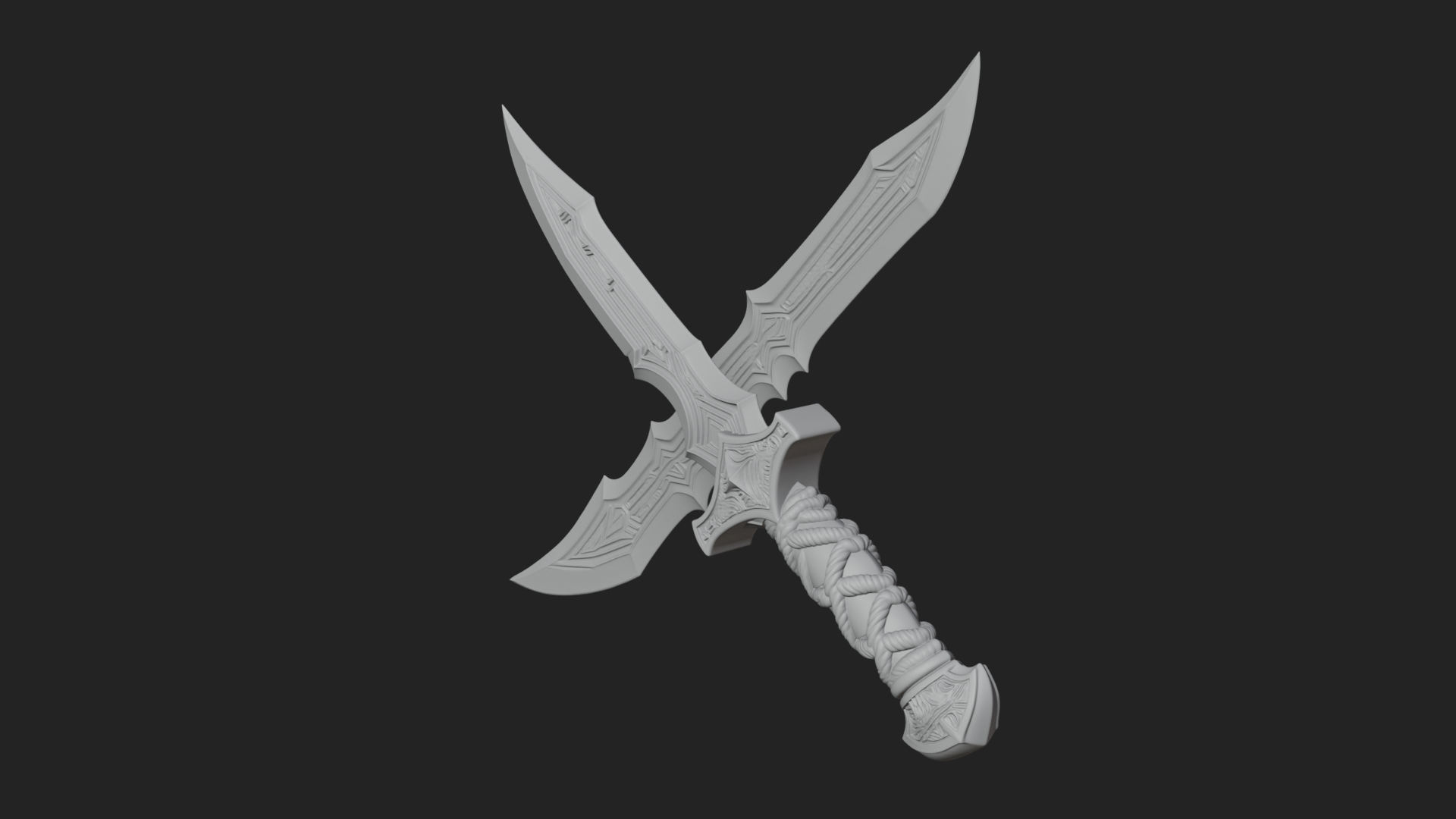 Carved Hilt Dagger Model Design 2 3D Print Model 3D Model