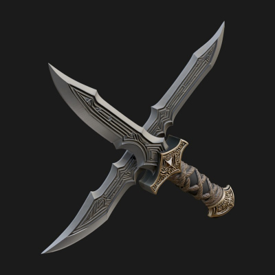 Carved Hilt Dagger Model Design 2 3D Print Model