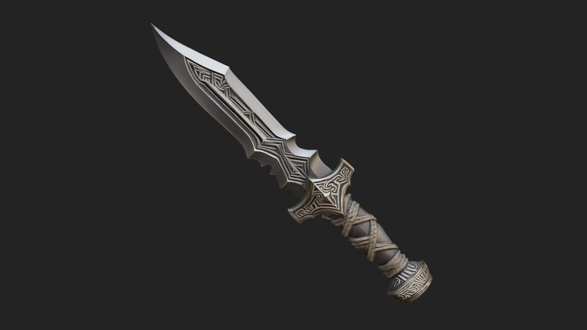 Carved Hilt Dagger Model Design 3 3D Print Model 3D Model