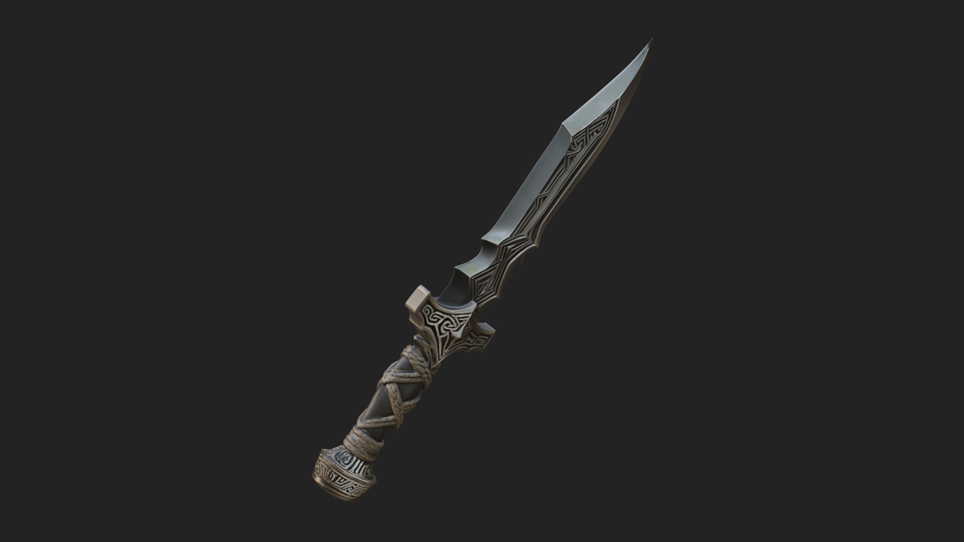 Carved Hilt Dagger Model Design 3 3D Print Model 3D Model
