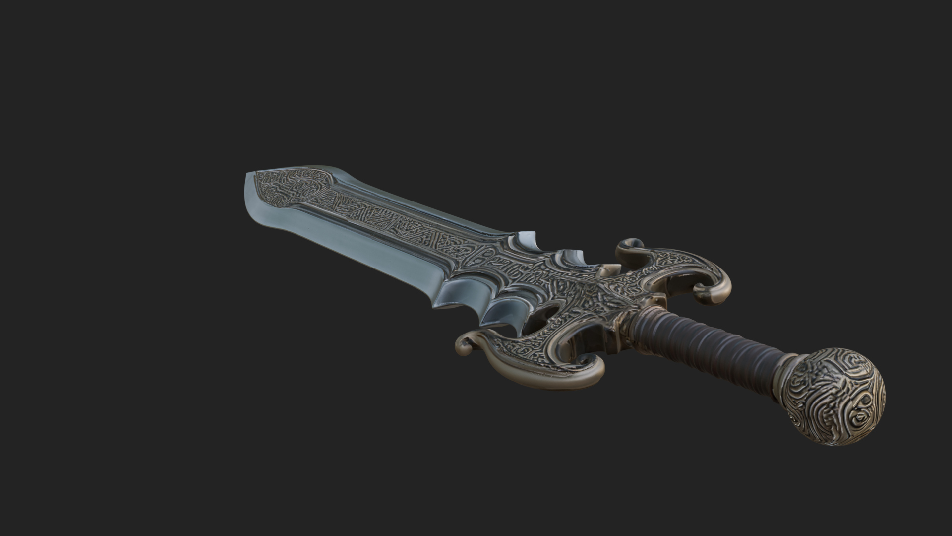 Carved Hilt Dagger Model Design 4 3D Print Model 3D Model