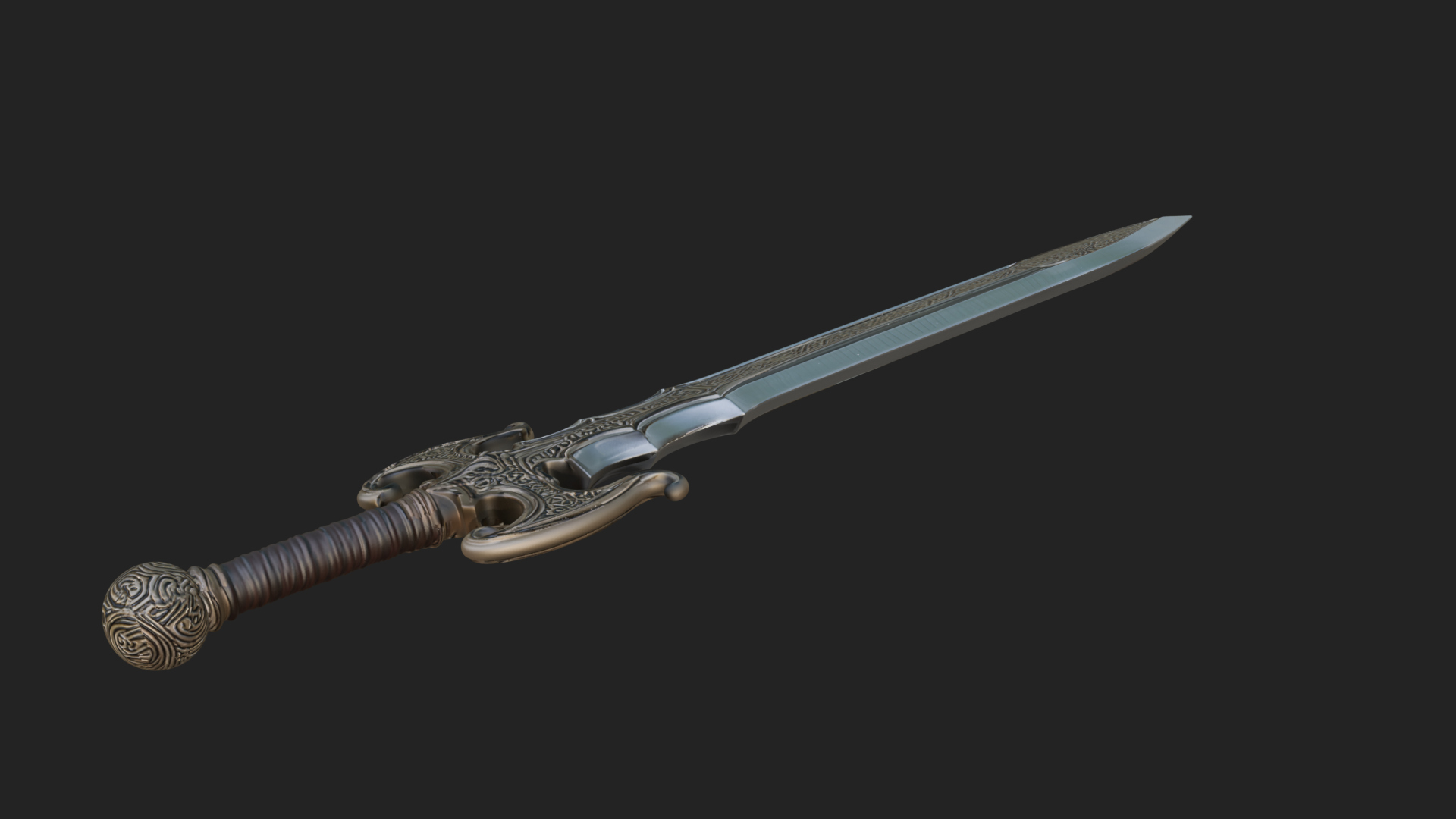 Carved Hilt Dagger Model Design 4 3D Print Model 3D Model