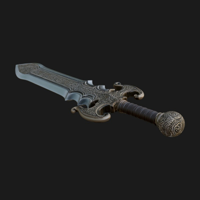Carved Hilt Dagger Model Design 4 3D Print Model
