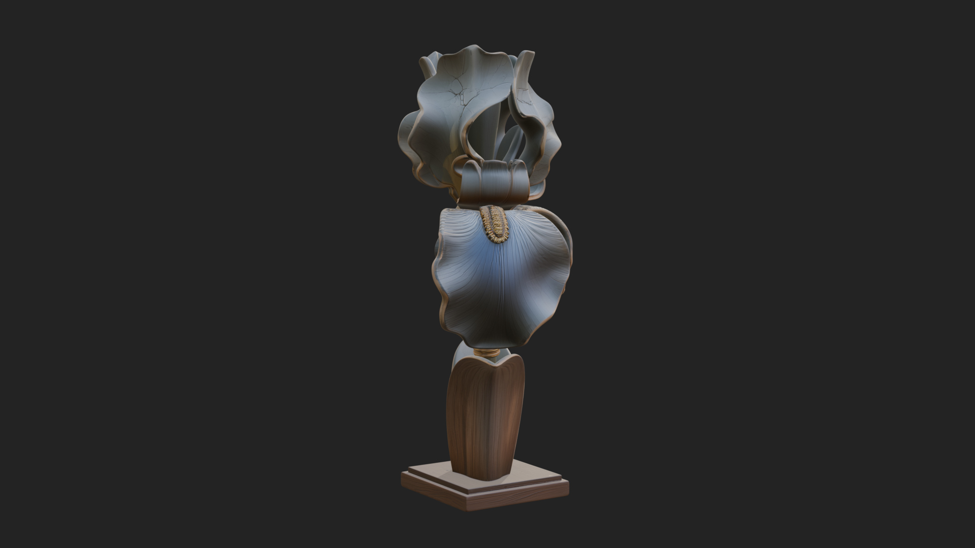 Carved Iris Flower Statue Design 1 3D Print Model 3D Model