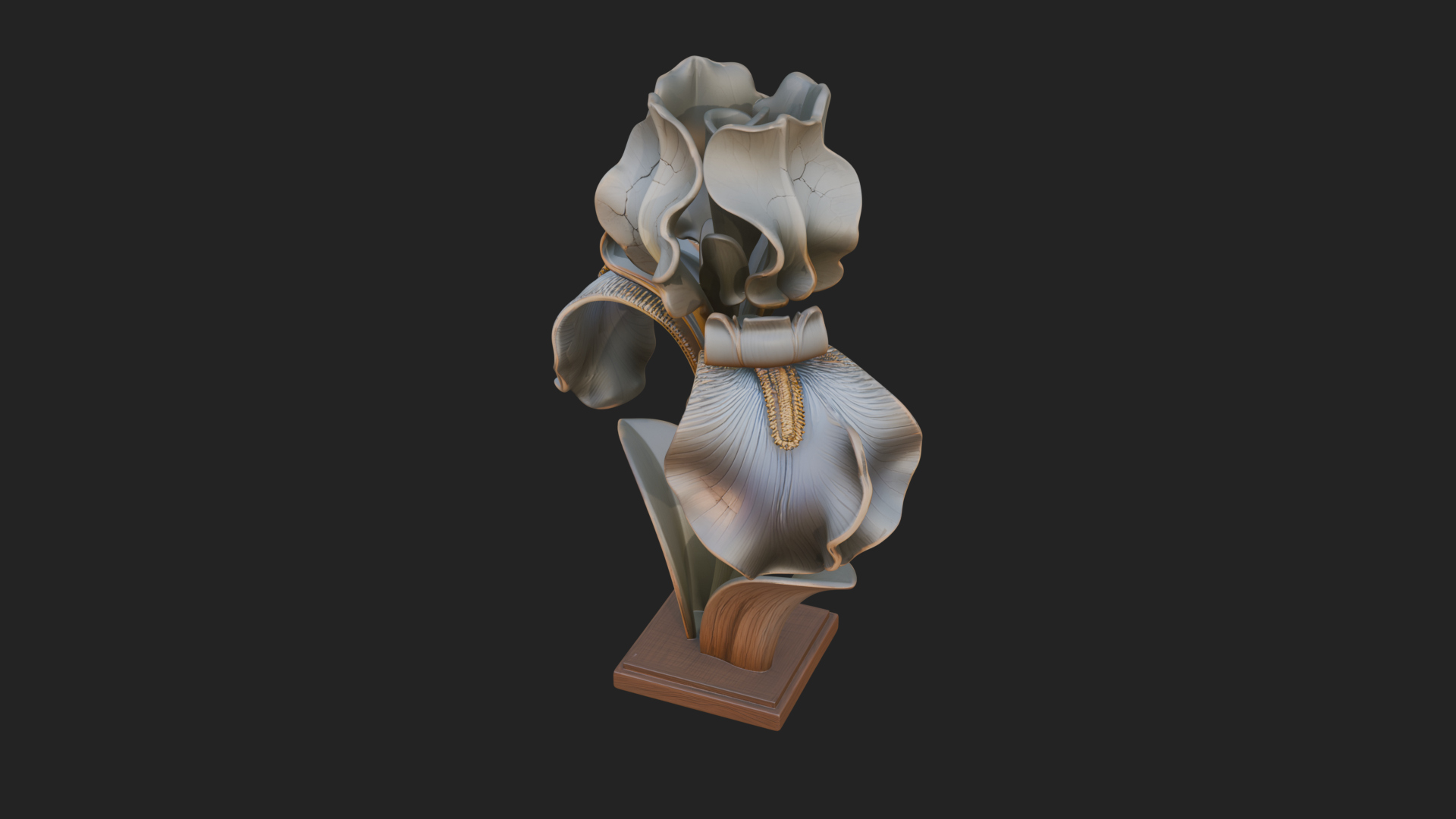 Carved Iris Flower Statue Design 1 3D Print Model 3D Model