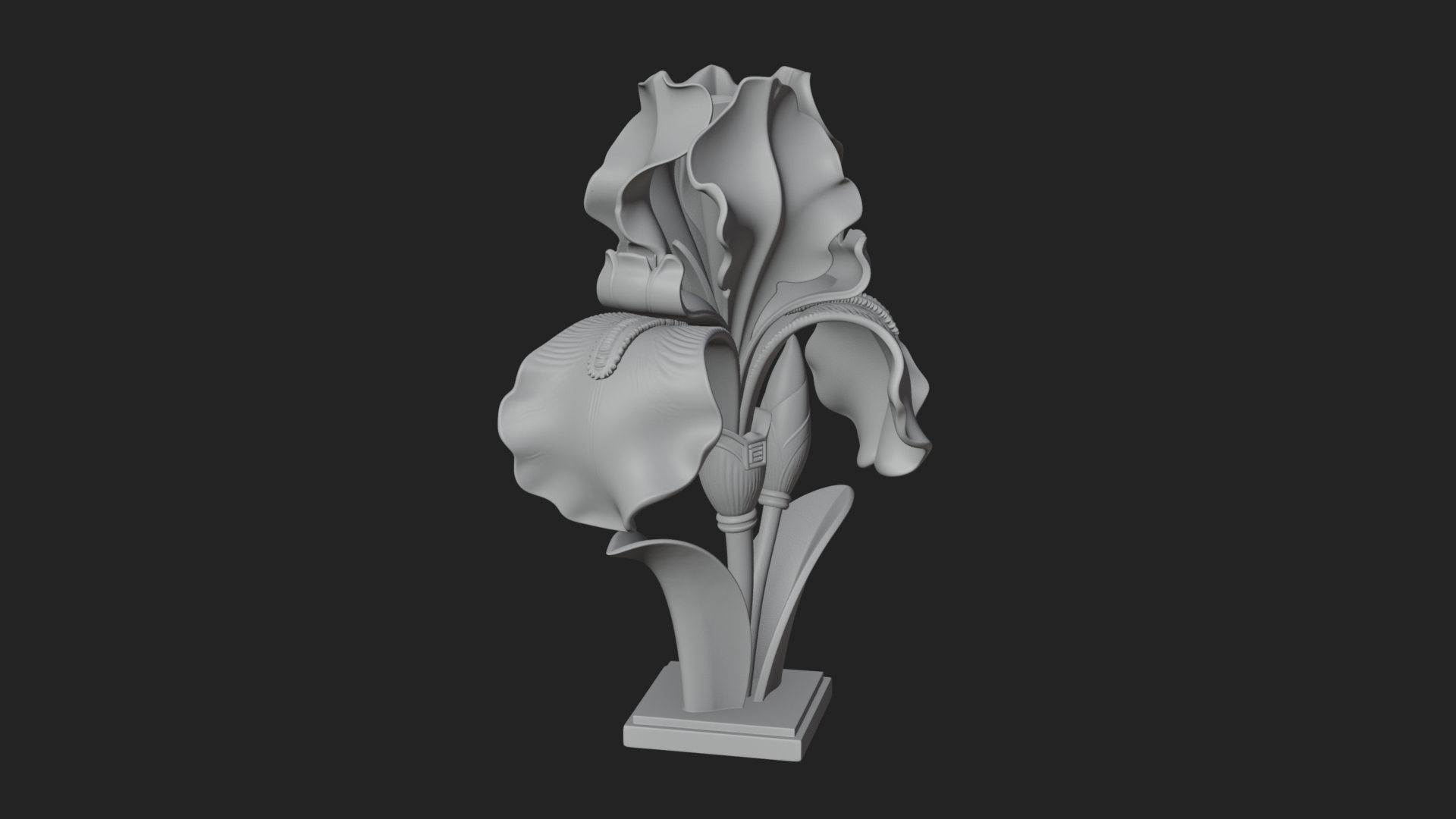 Carved Iris Flower Statue Design 1 3D Print Model 3D Model