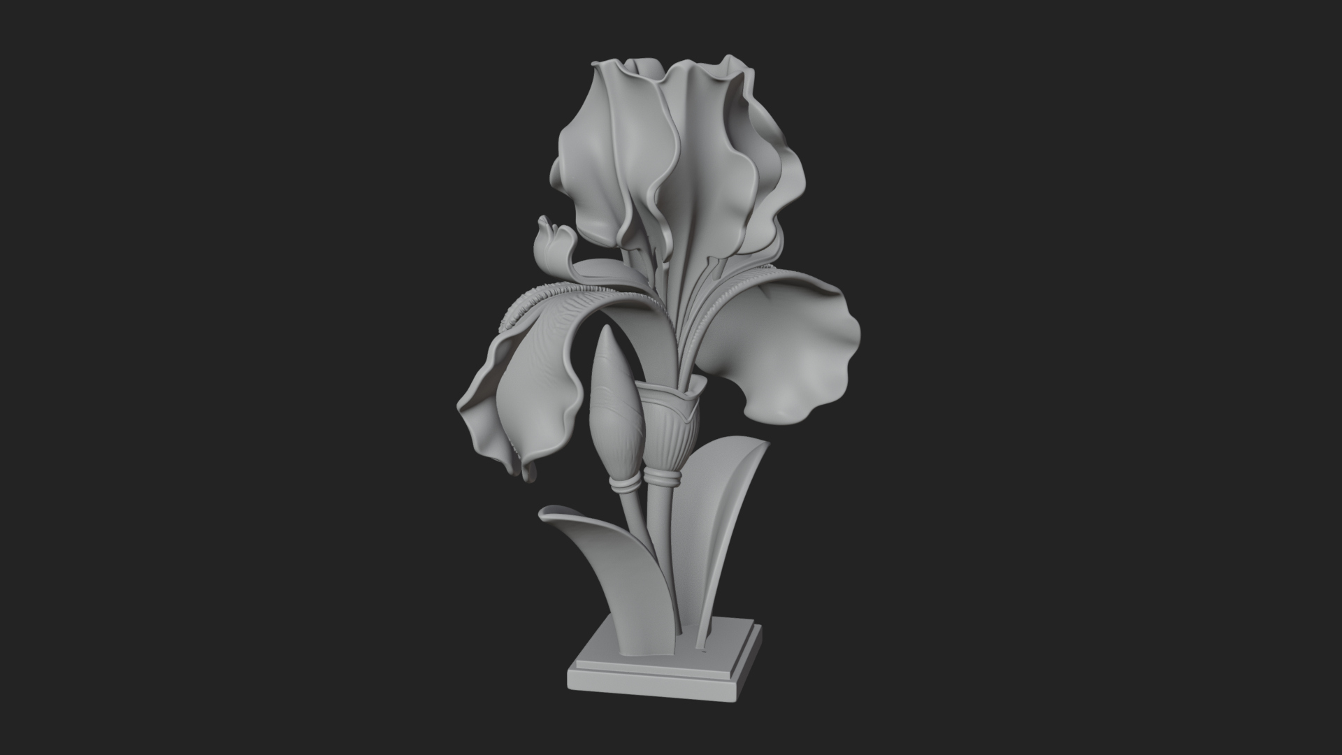 Carved Iris Flower Statue Design 1 3D Print Model 3D Model