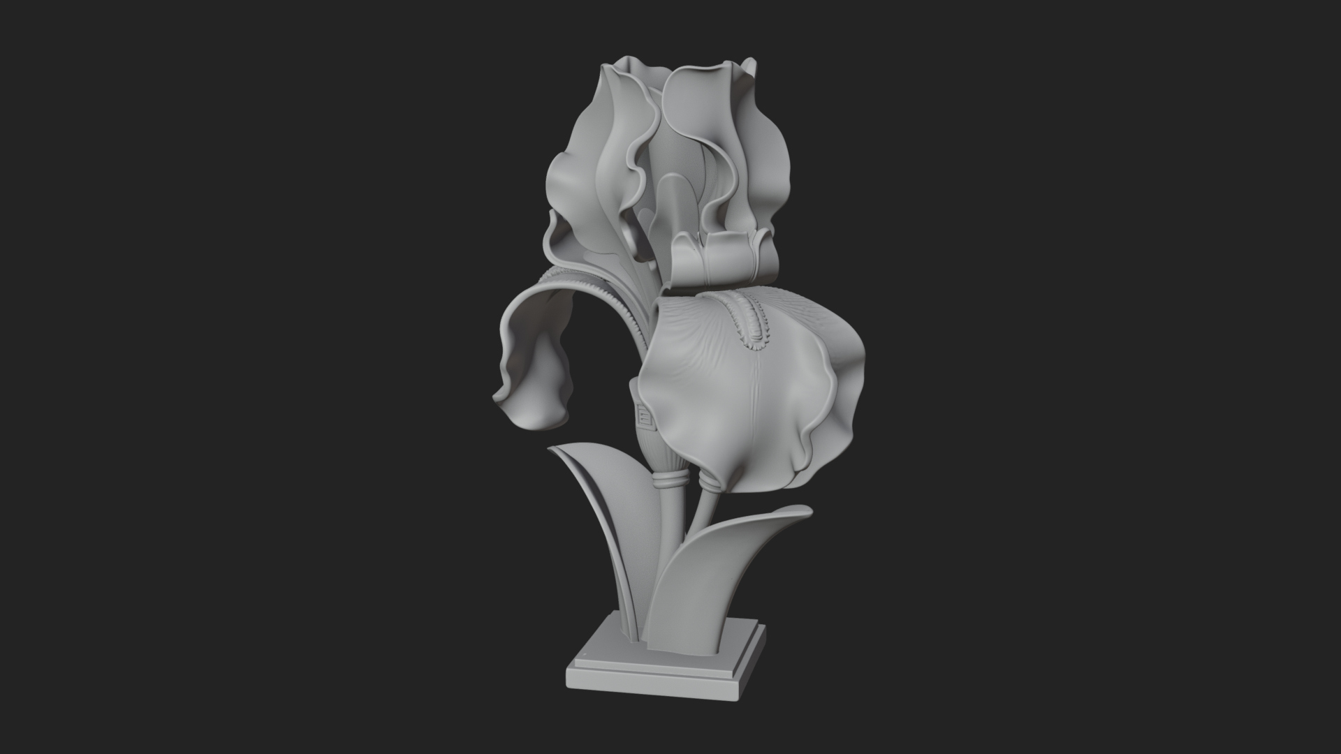 Carved Iris Flower Statue Design 1 3D Print Model 3D Model