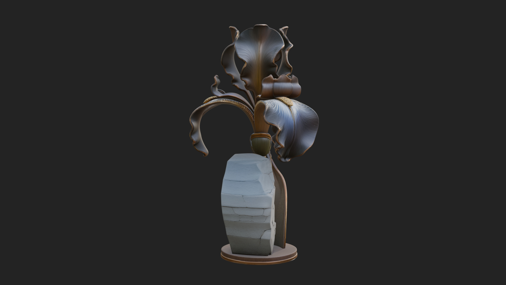 Carved Iris Flower Statue Design 2 3D Print Model 3D Model