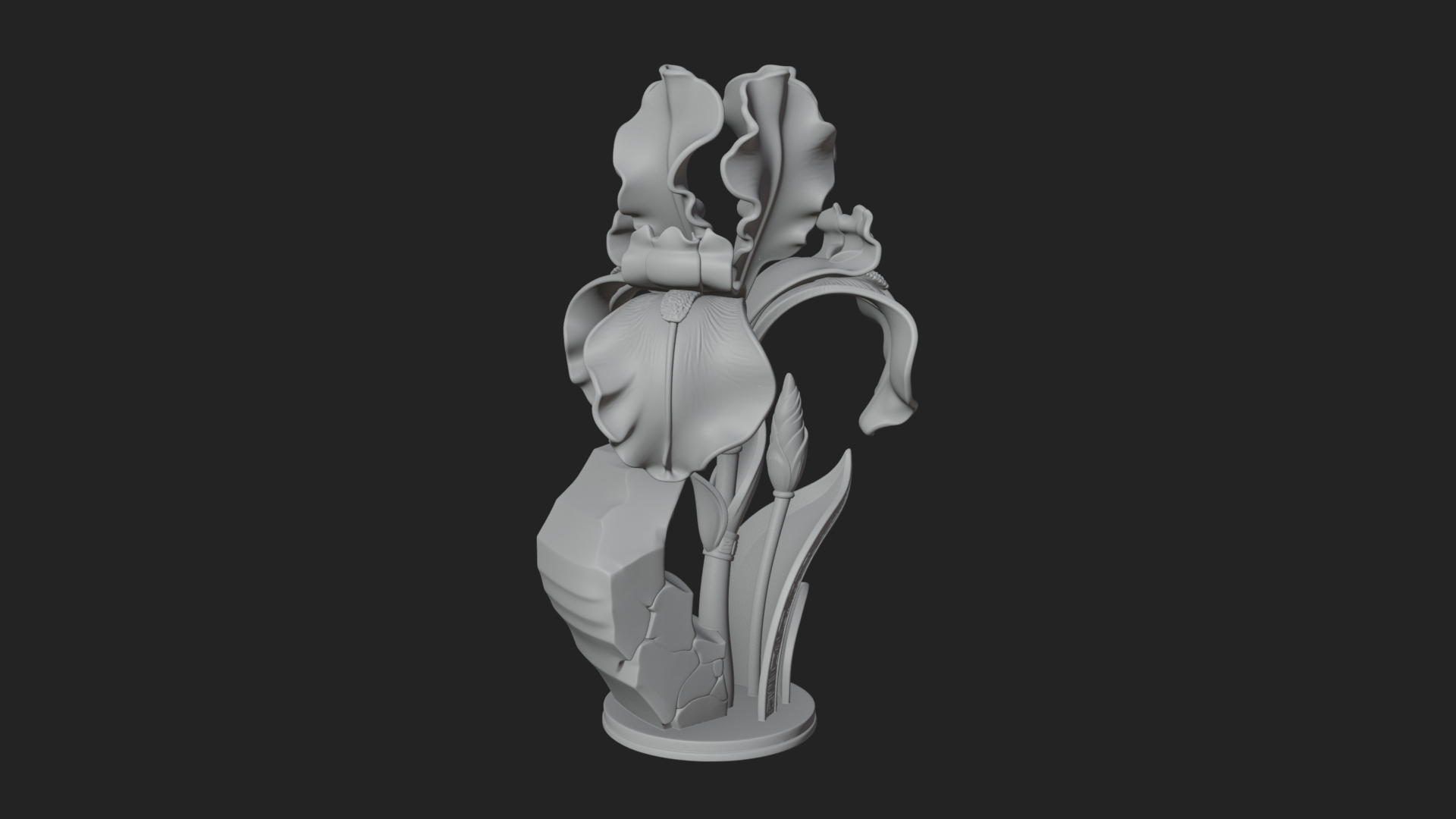 Carved Iris Flower Statue Design 2 3D Print Model 3D Model
