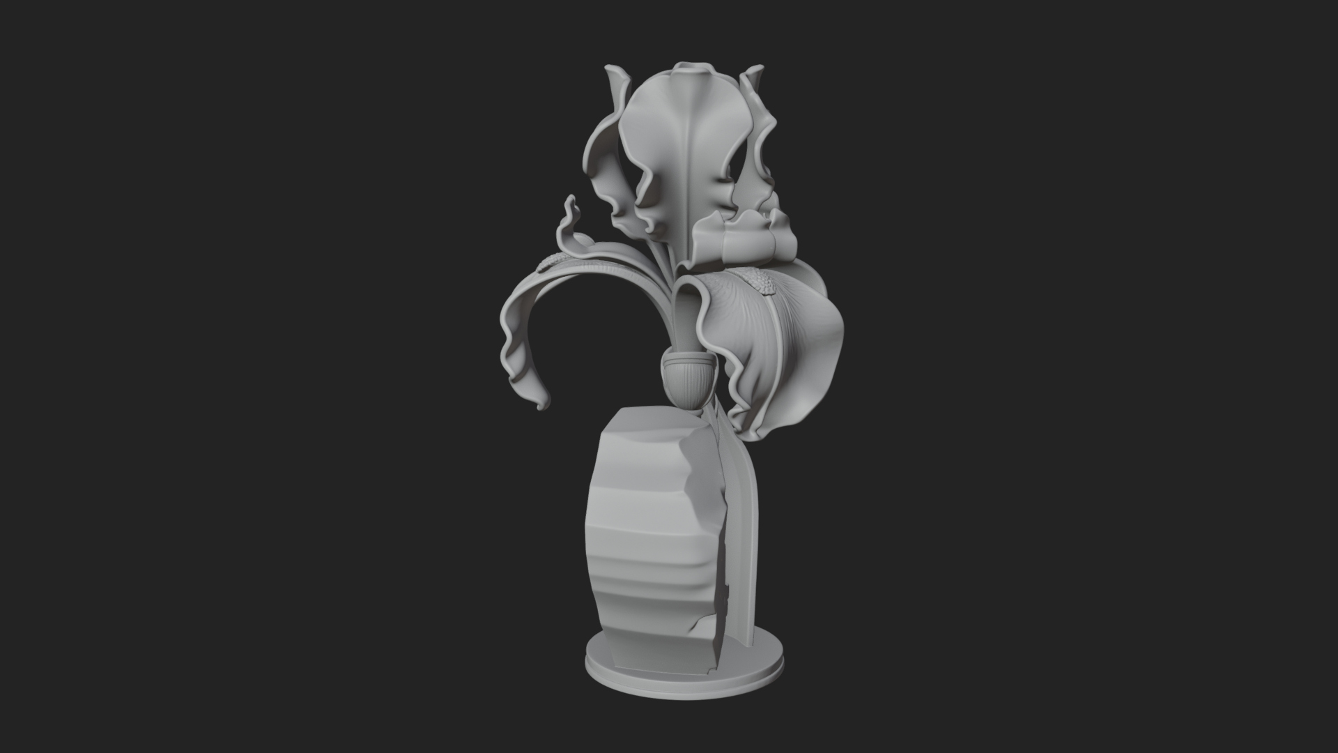 Carved Iris Flower Statue Design 2 3D Print Model 3D Model
