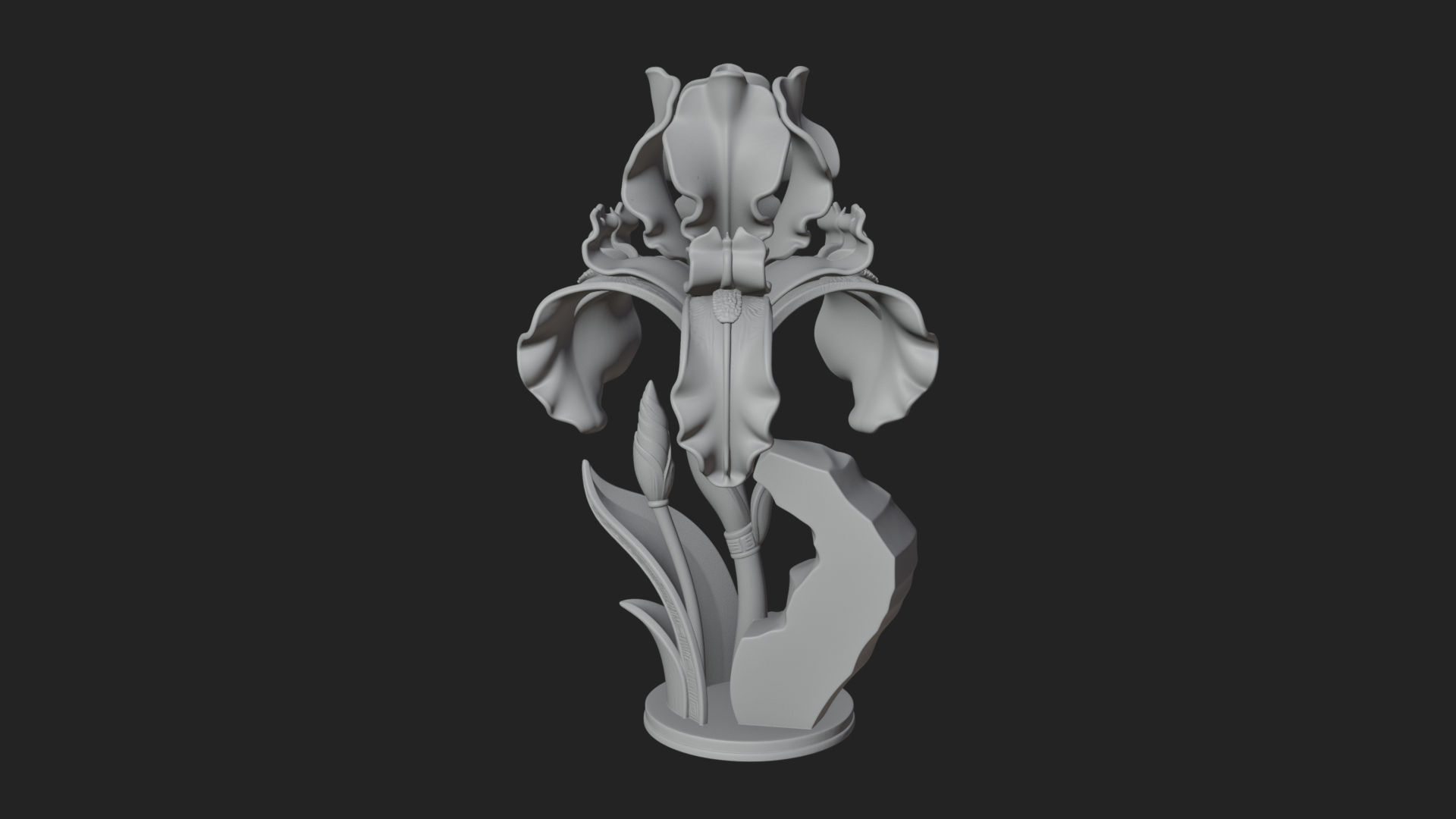 Carved Iris Flower Statue Design 2 3D Print Model 3D Model