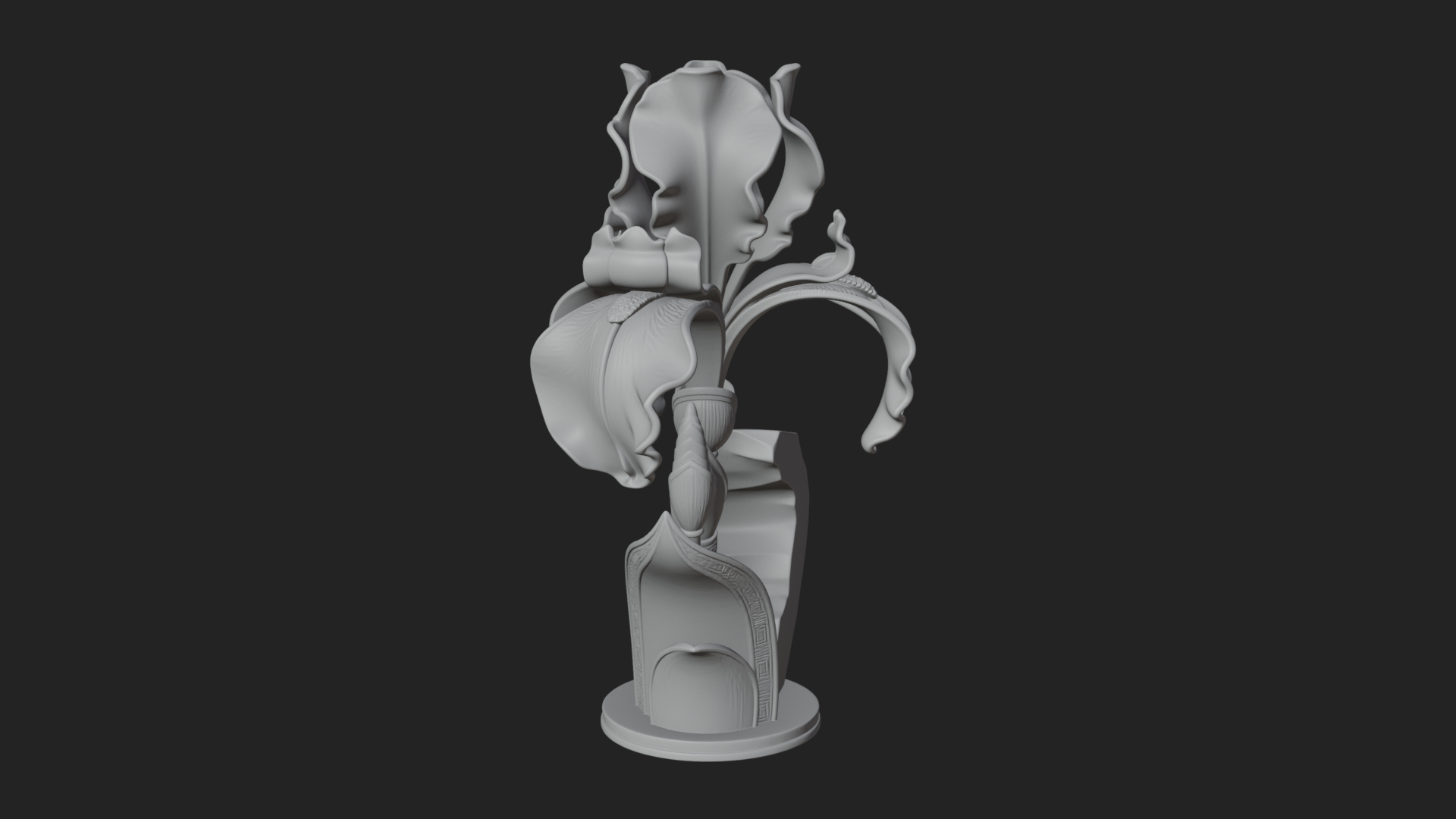 Carved Iris Flower Statue Design 2 3D Print Model 3D Model