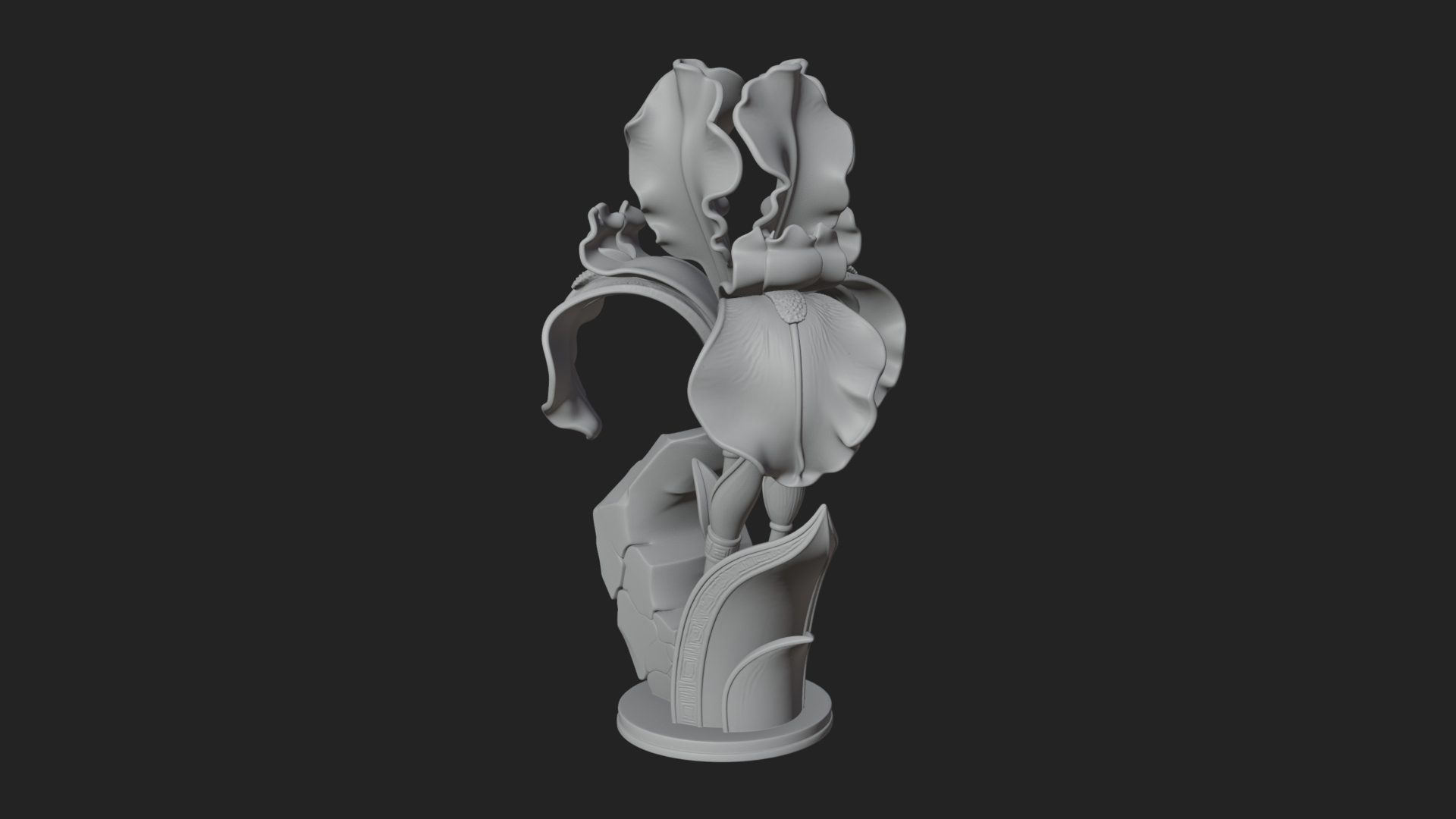 Carved Iris Flower Statue Design 2 3D Print Model 3D Model