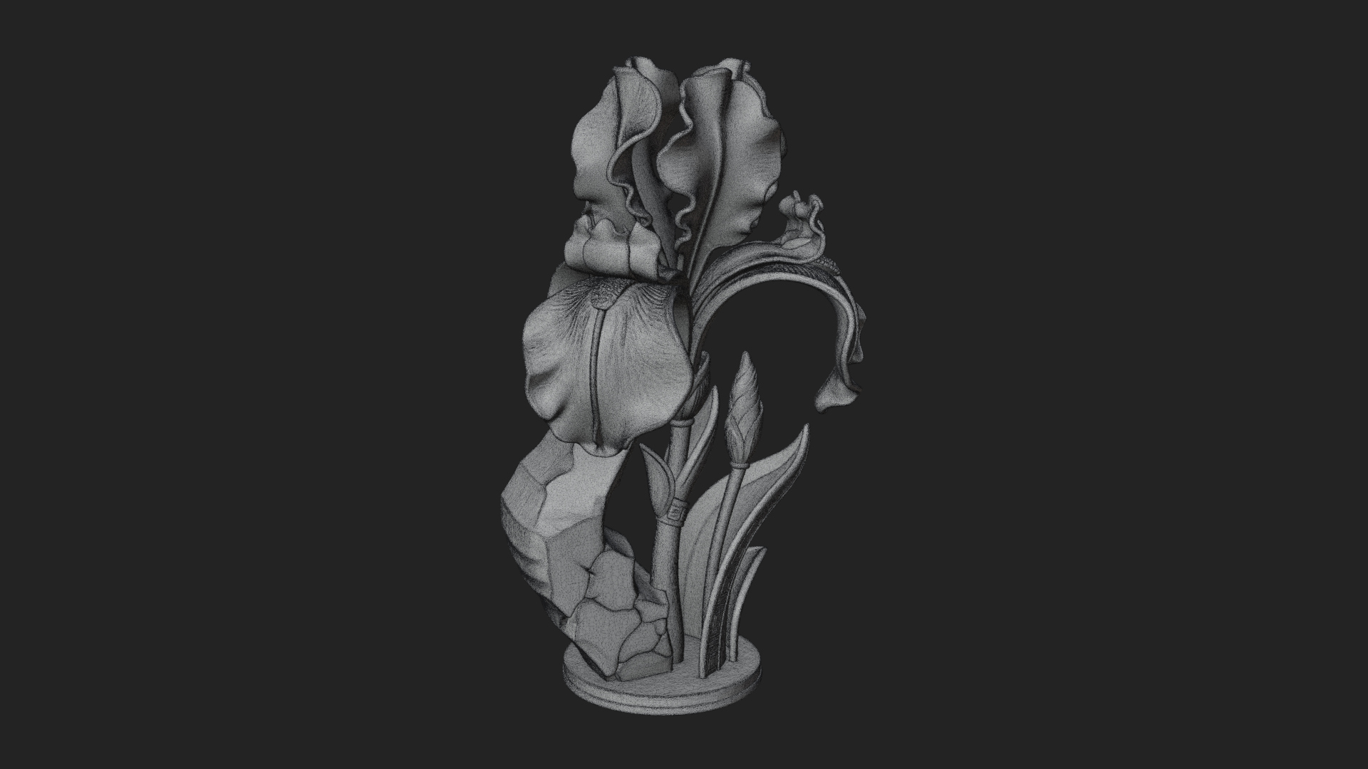 Carved Iris Flower Statue Design 2 3D Print Model 3D Model