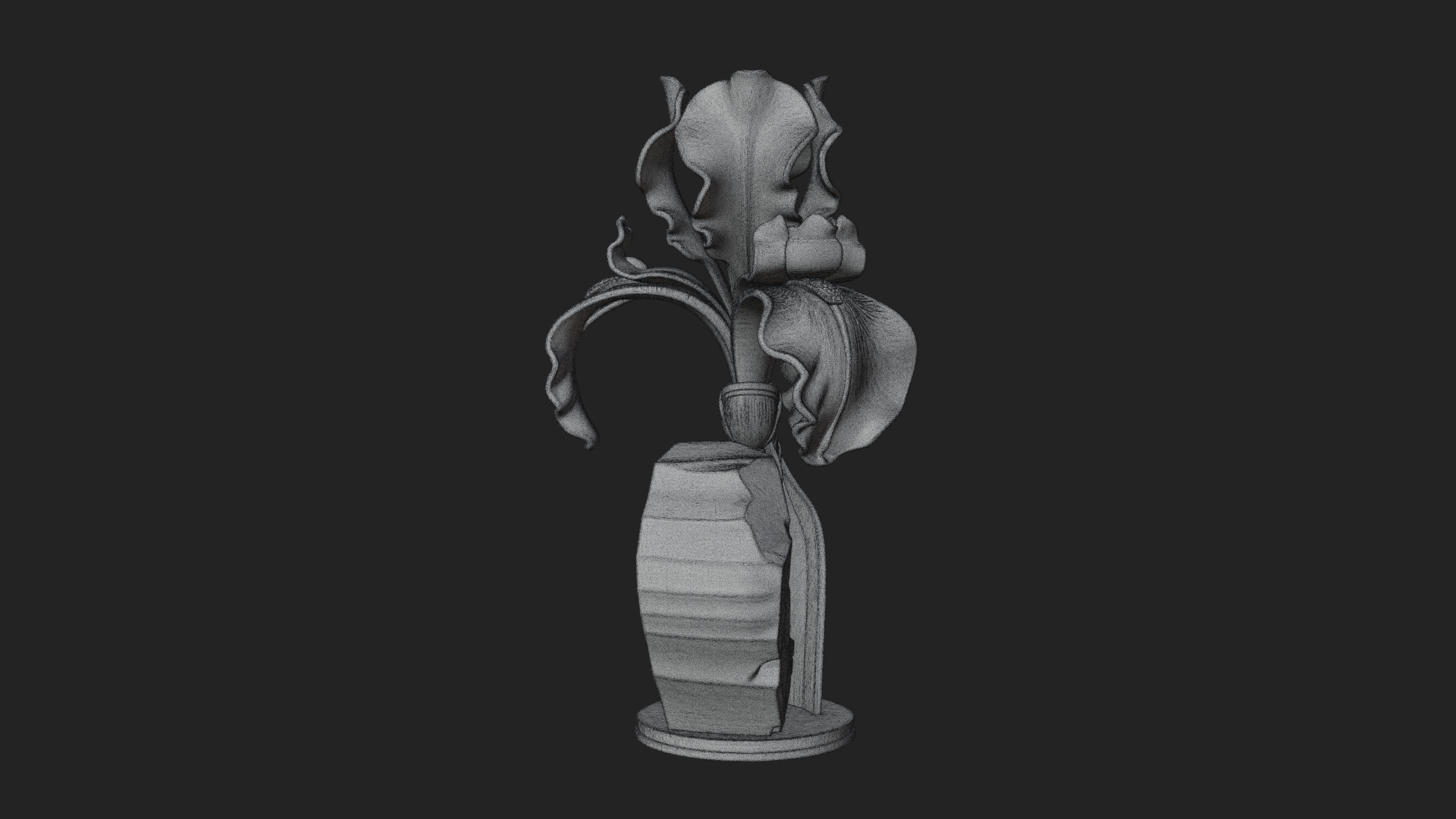 Carved Iris Flower Statue Design 2 3D Print Model 3D Model