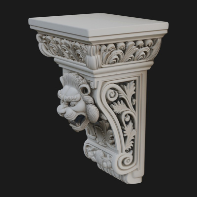 Carved Lion Corbel Bracket Design 1 3D Print Model