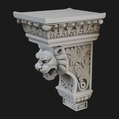 Carved Lion Corbel Bracket Design 2 3D Print Model 3D Model